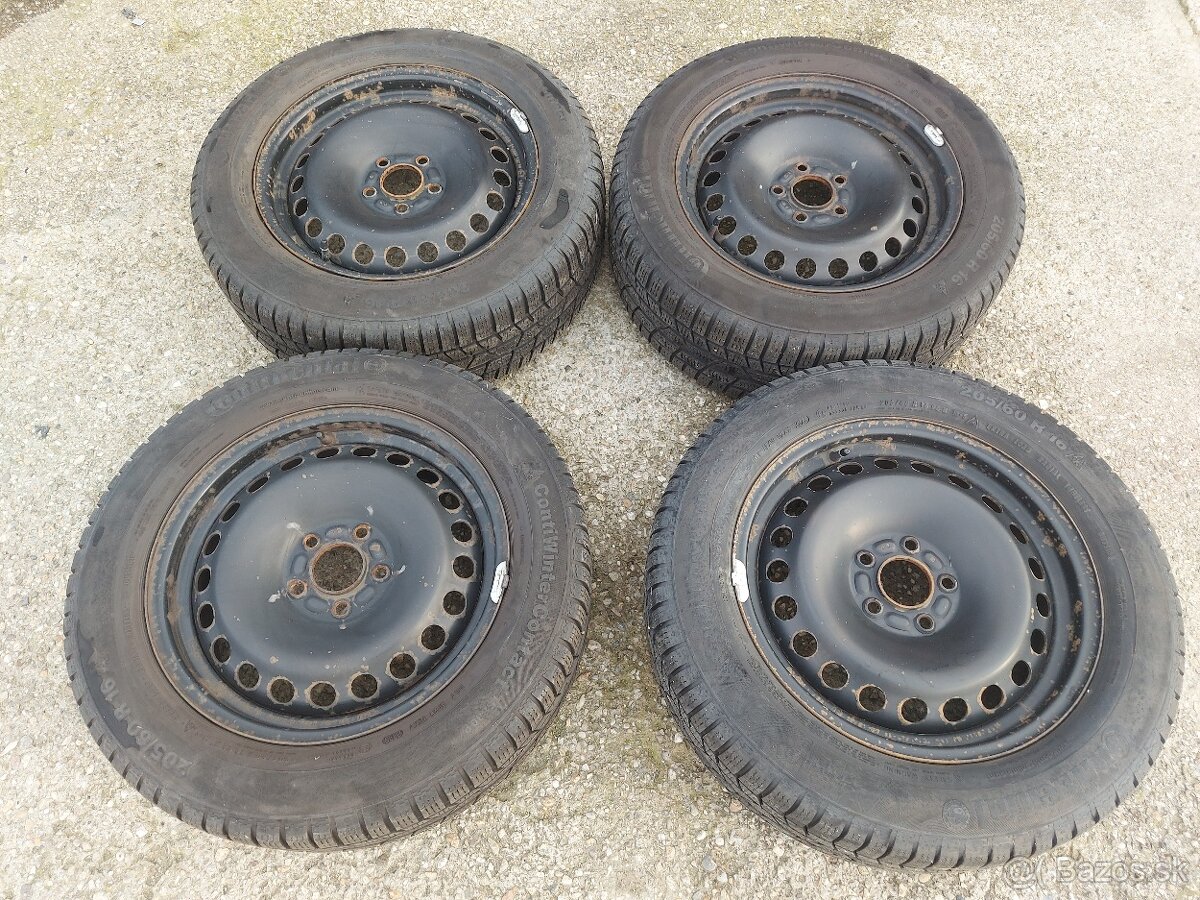 5x108R16 disky FORD-205/60R16 CONTINENTAL zimne pneumatiky