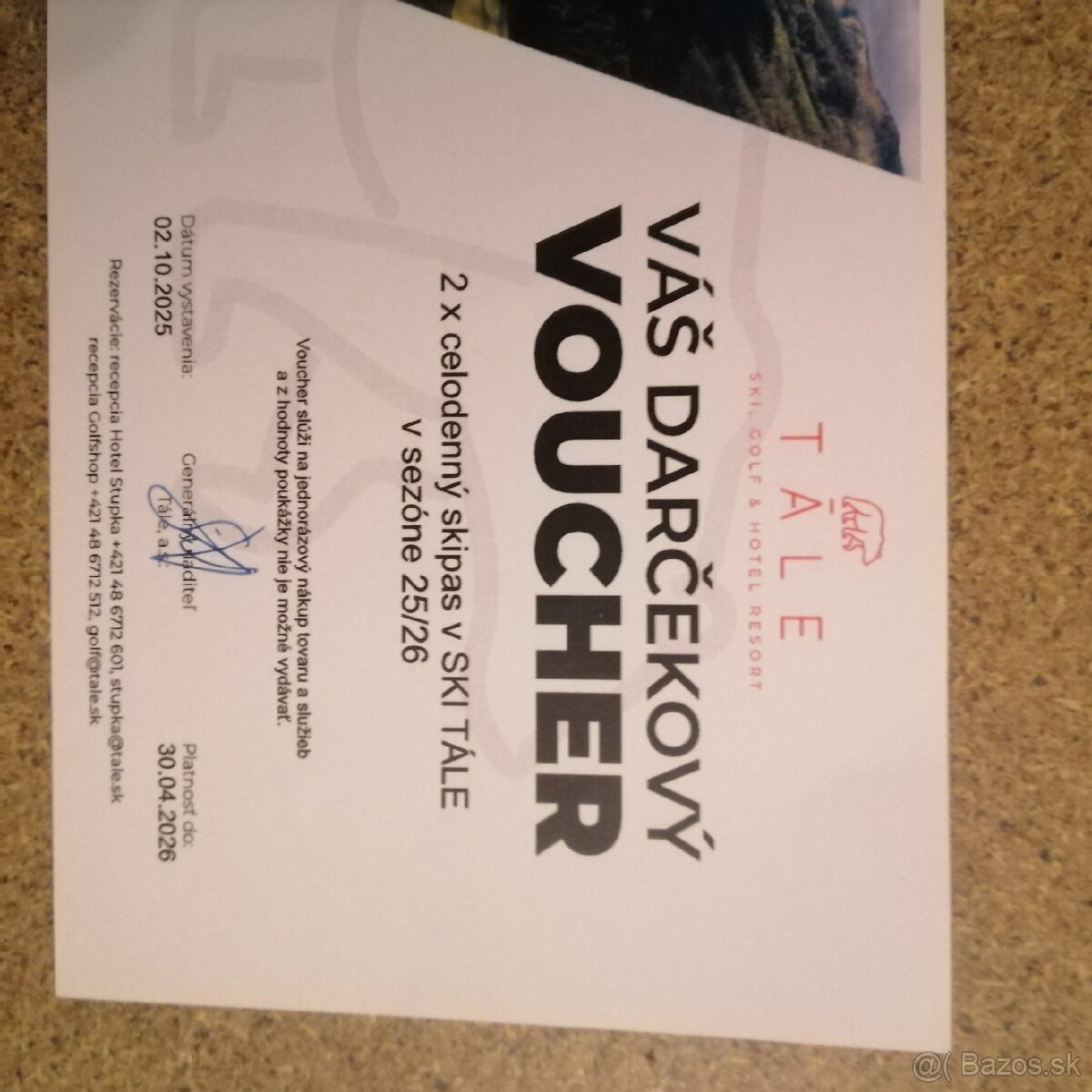 Predám voucher na skipas