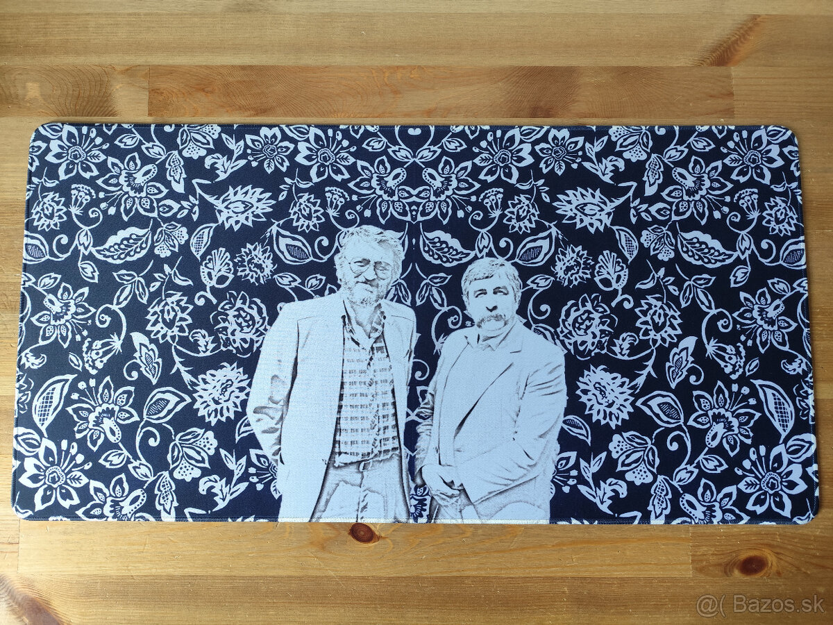 Podložka pod myš – Lasica & Satinský, motív modrotlač, 90×30