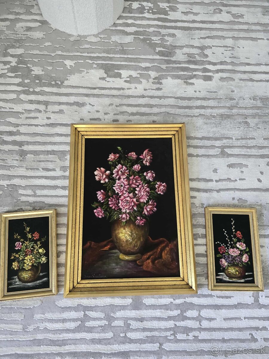 3x obraz maľba na zamate