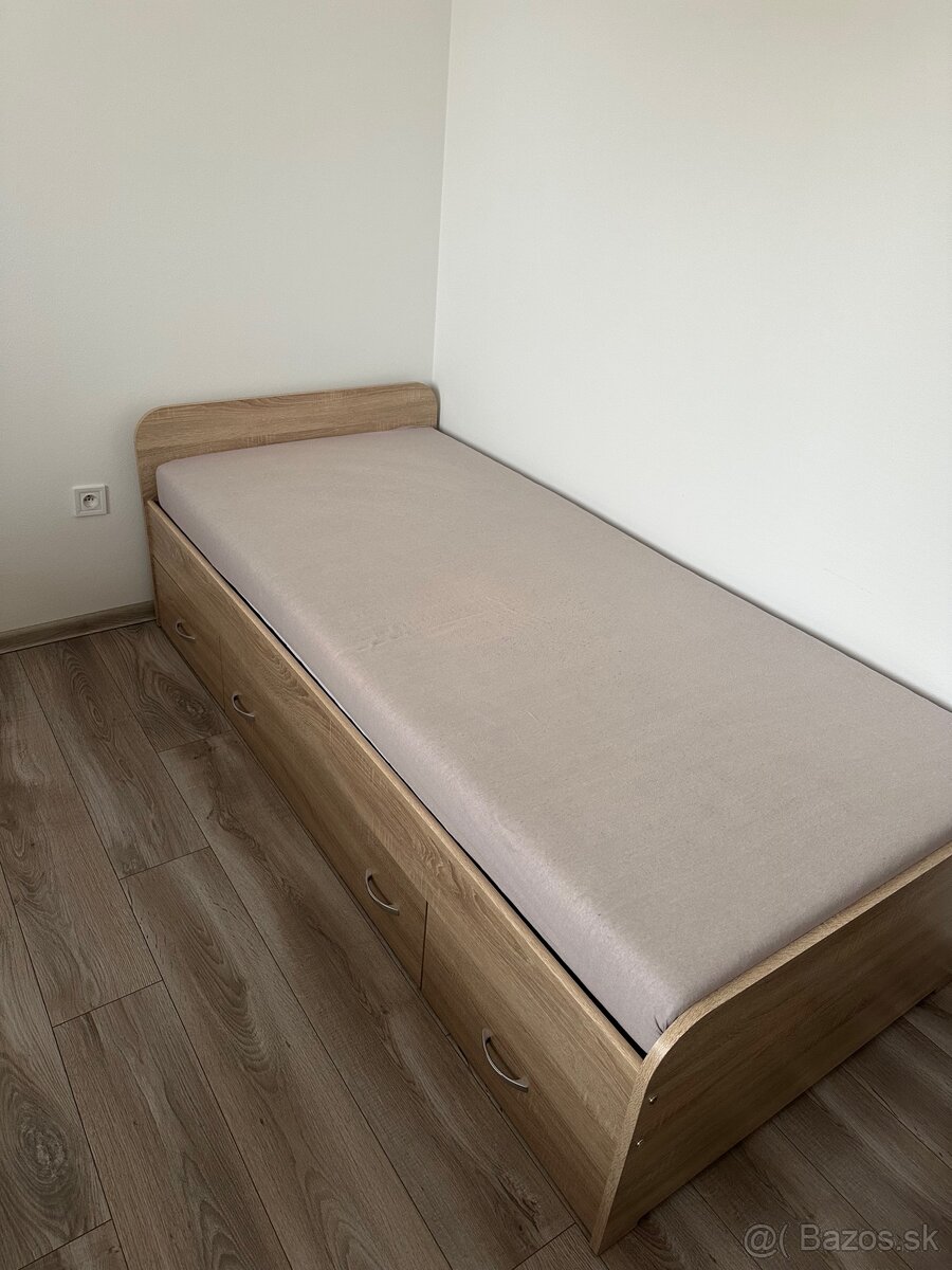 REZERVOVANE Postel so zasuvkami v dube 90x200 - 2ks