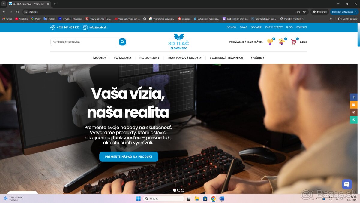 predám eshop na 3d tlač