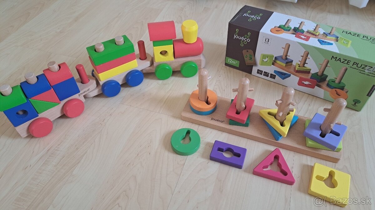 JOUÉCO Dreveny vlacik skladaci a Puzzle labyrinrh