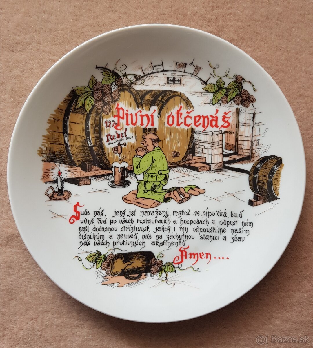 Porcelánový pivný tanier