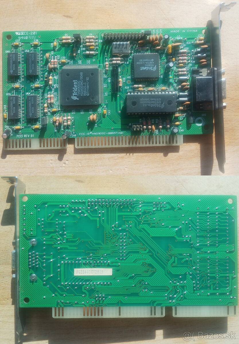 ISA grafická karta VGA Trident TVGA9000C 512kB