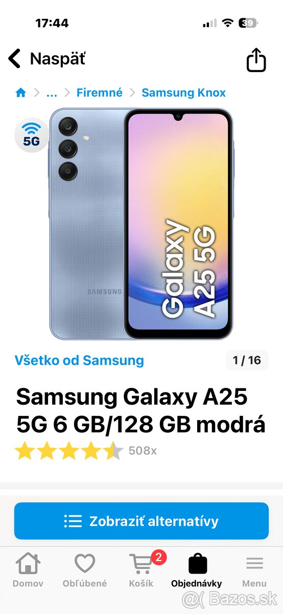 samsung galaxy A25 este v záruke