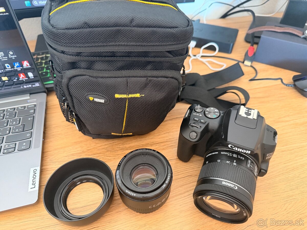 Canon EOS 250D + 2 objektívy, brašňa a SD karta