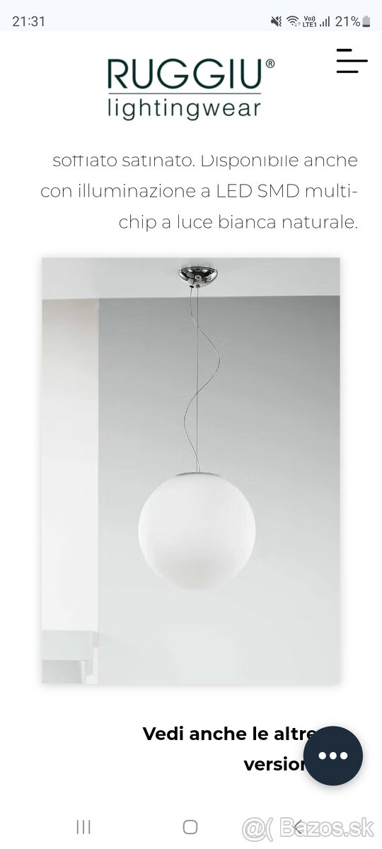 Svietidlo od Ruggiu Lightingwear