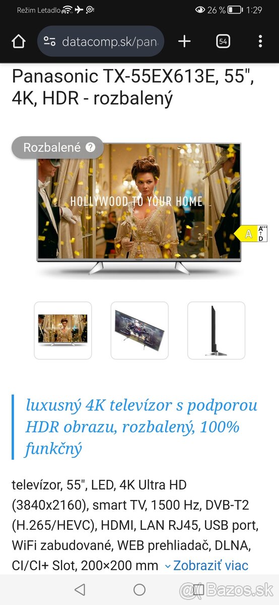 Panasonic tv 55 4k