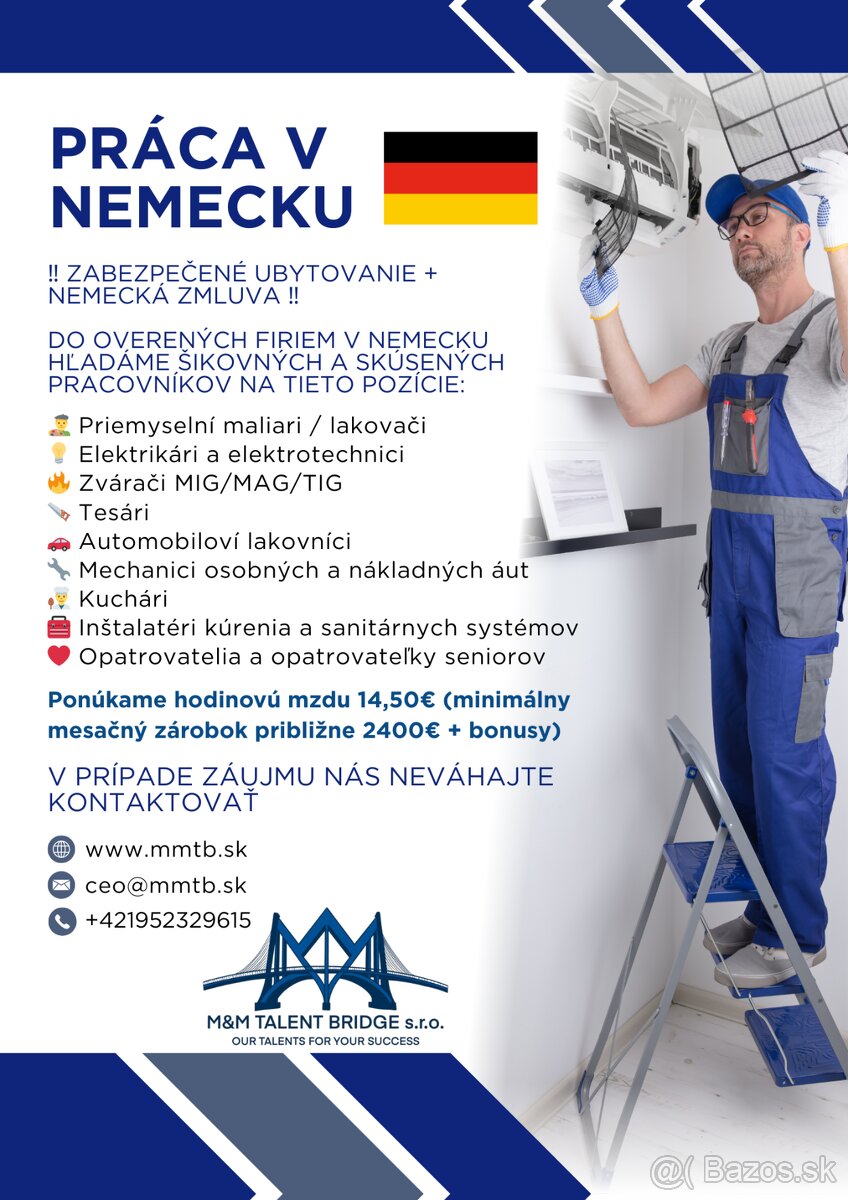 Poď pracovať do Nemecka (zmluvu + hradené ubytovanie)