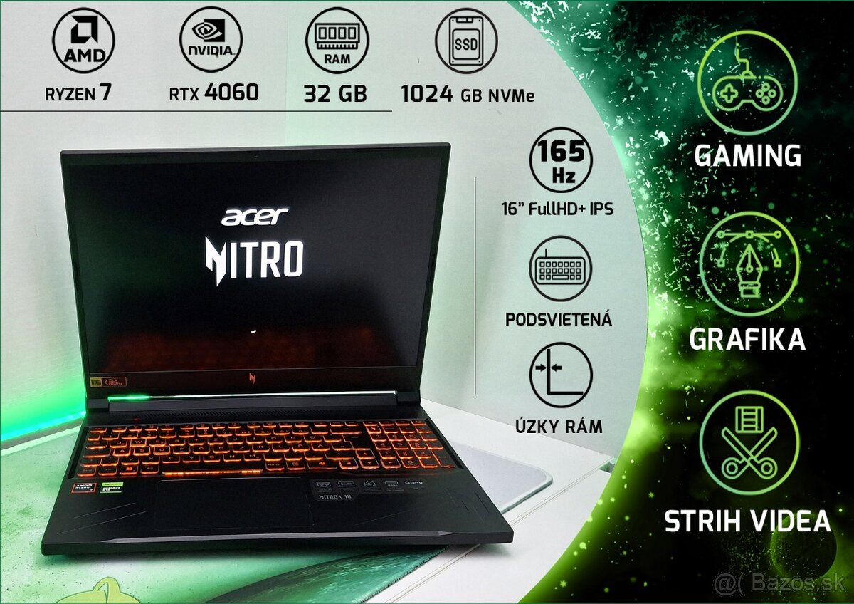 💻 Acer Nitro V 16“ 165Hz | Ryzen 7 | RTX 4060 | 32GB