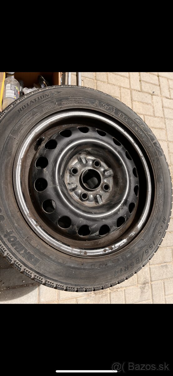 Predám plechové disky s pneumatikami 14" – Peugeot 107 / To