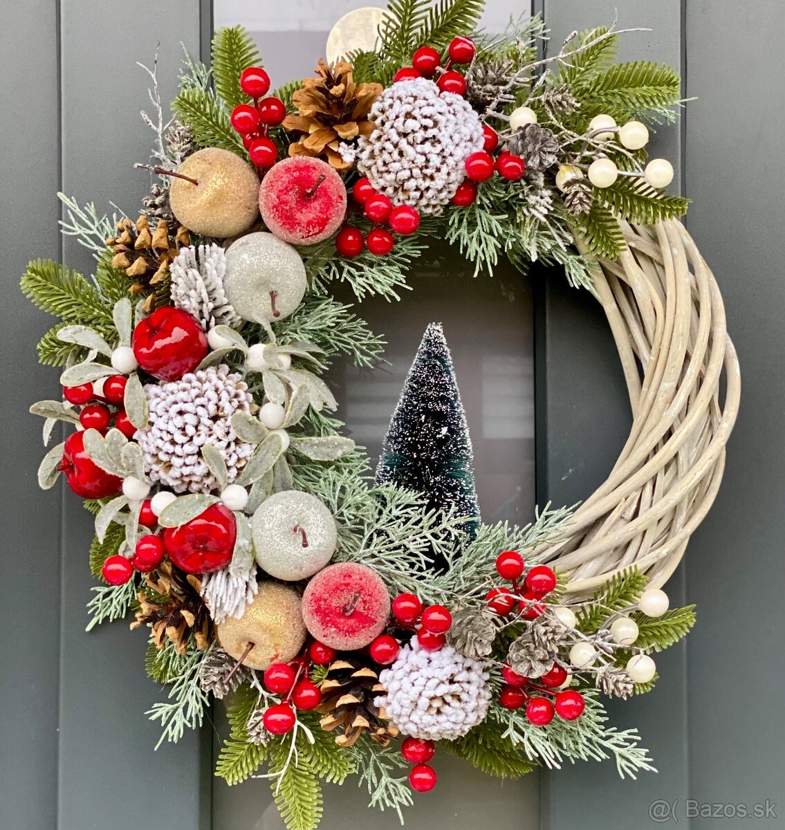 Vianočný veniec 35cm na dvere vianočný dekor polmesiac