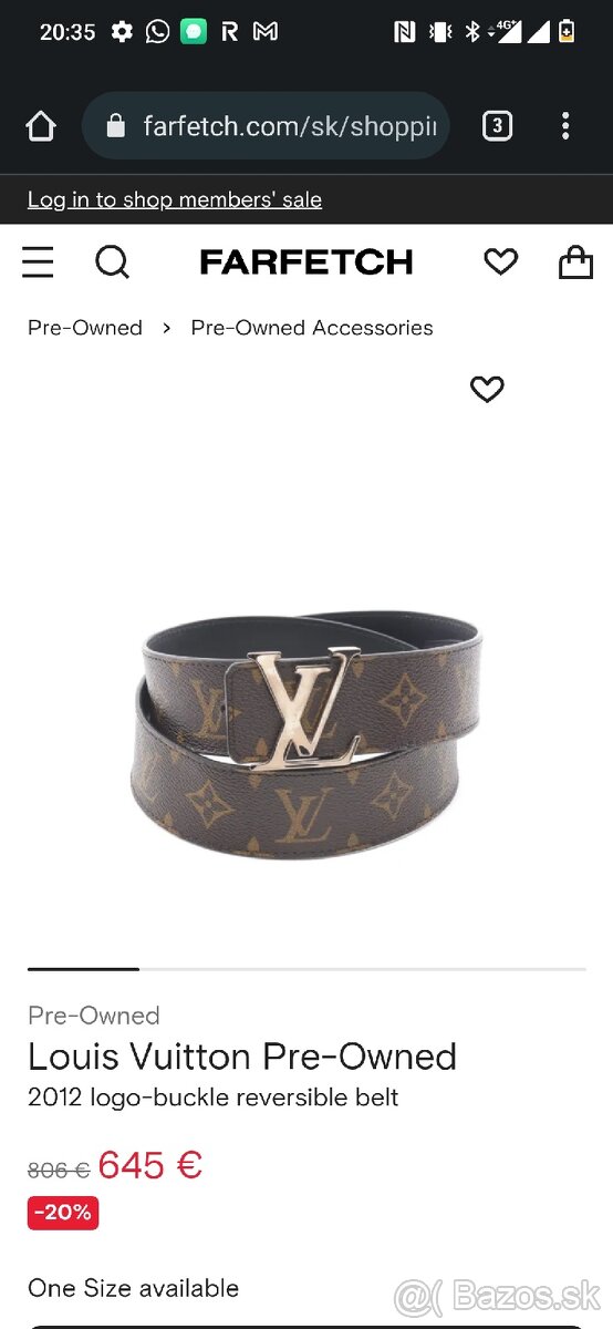 Pánsky Louis Vuitton opasok Originál