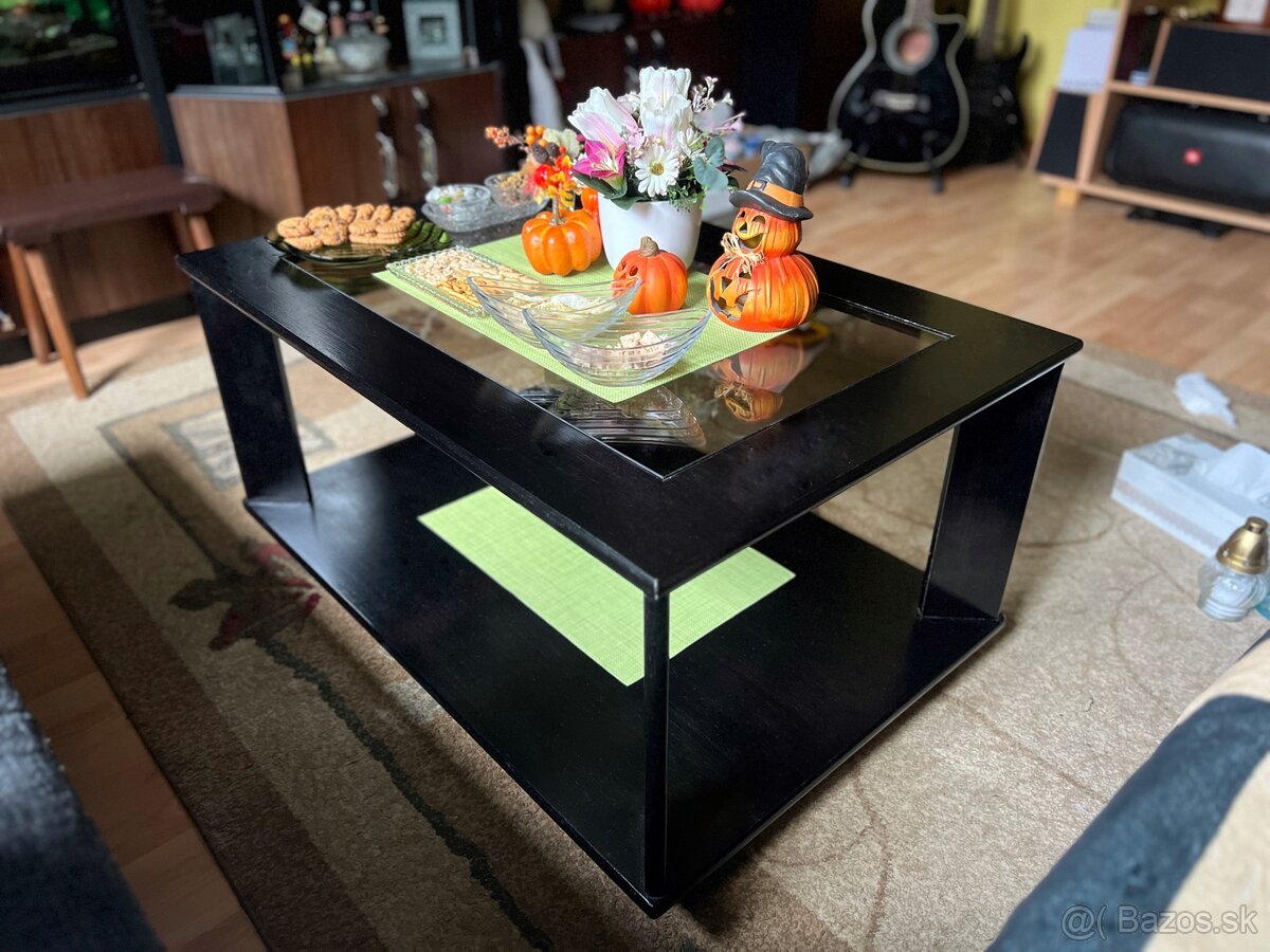 Konferenčný stolík sklenený čierny
