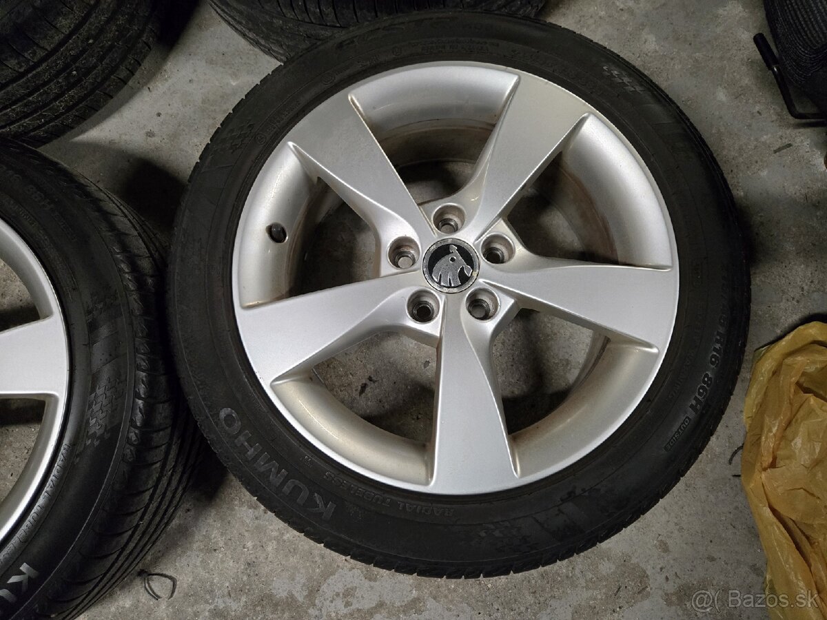 Hliníkové disky 5x100 + letné pneu 215/45r16