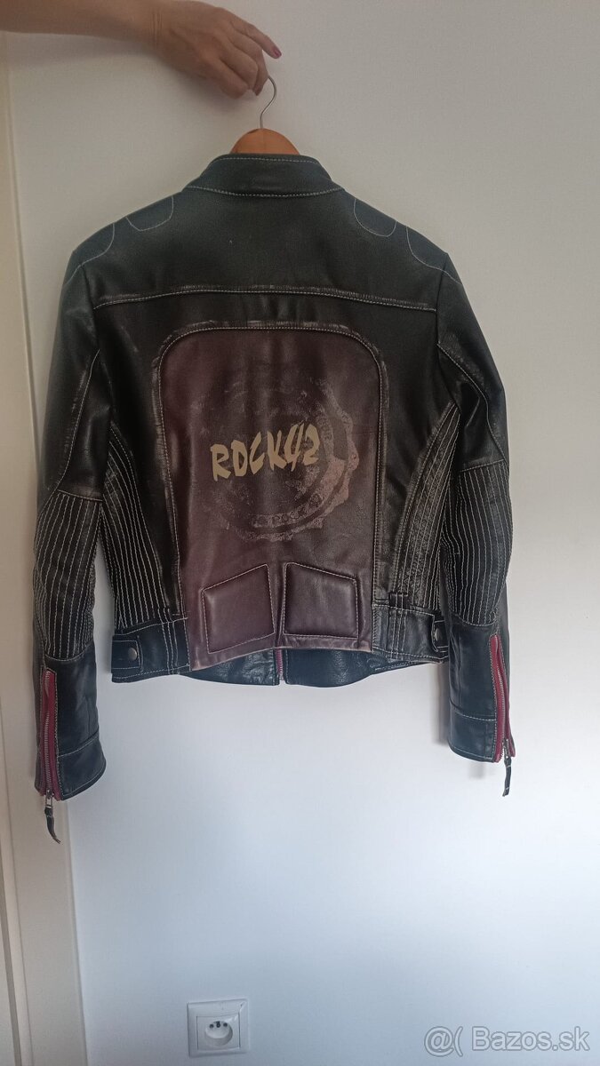 Patinovaná kožená bunda-UNISEX