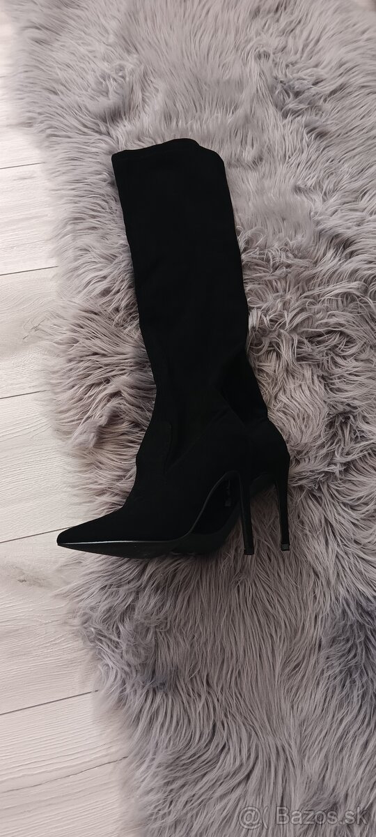 Cierne čižmy nad kolená, 38,nove