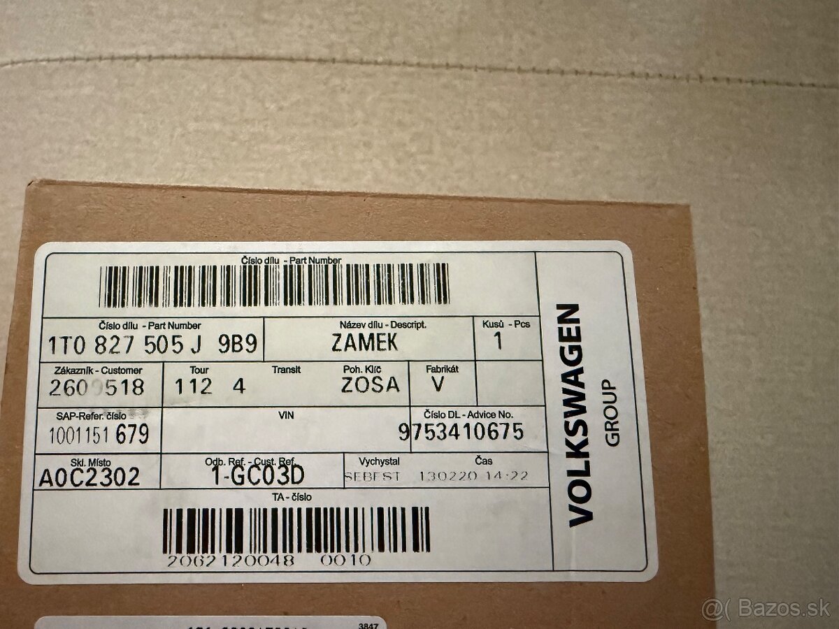 Uplne nový zámok na VW Touran