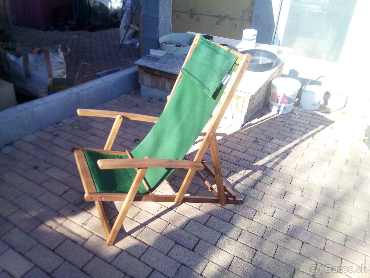 Drevené skladacie lehátko Zelené