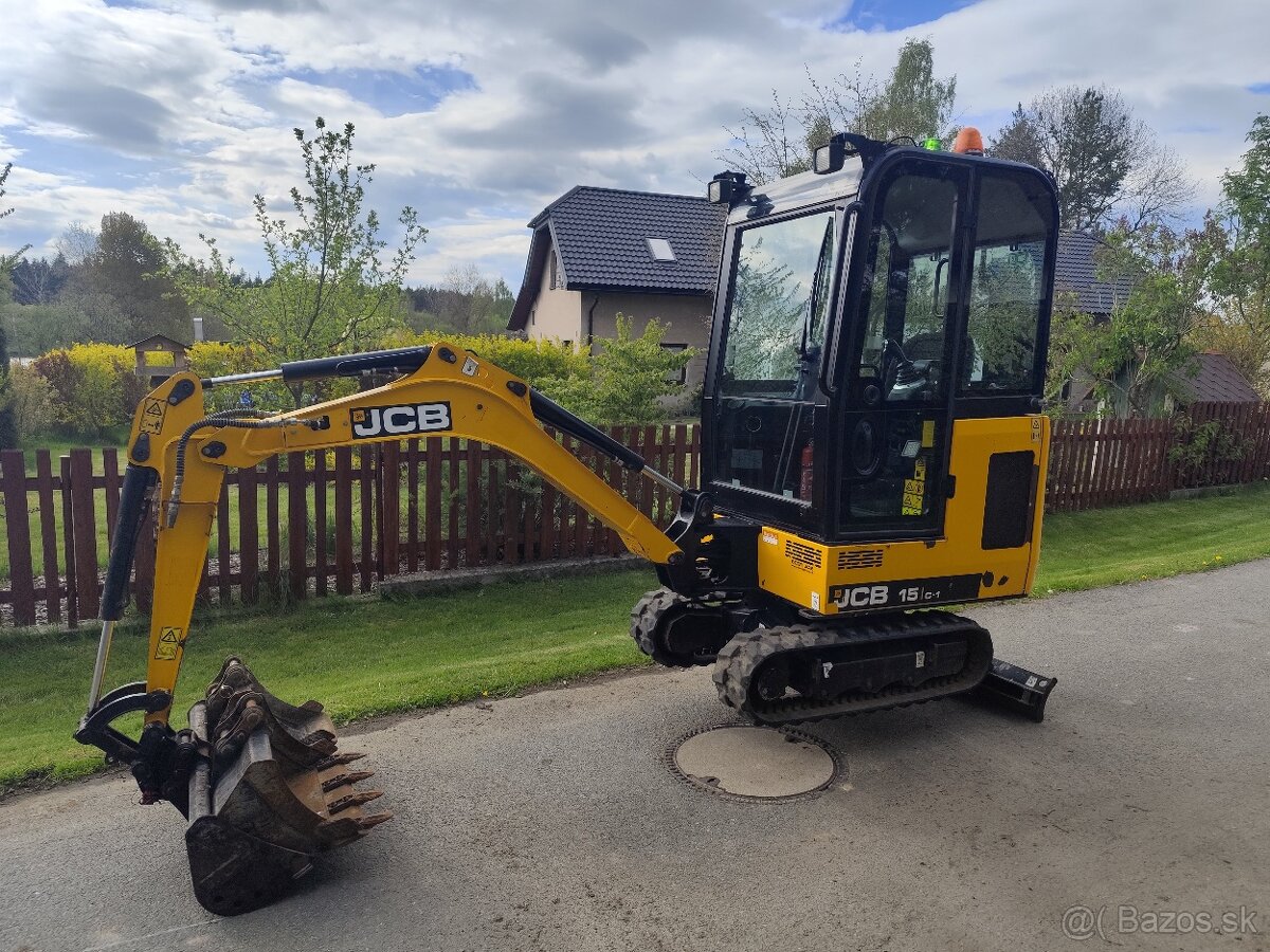 Minibagr JCB 15C-1, rok 2019, 800 mth, 3x lžíce TOP