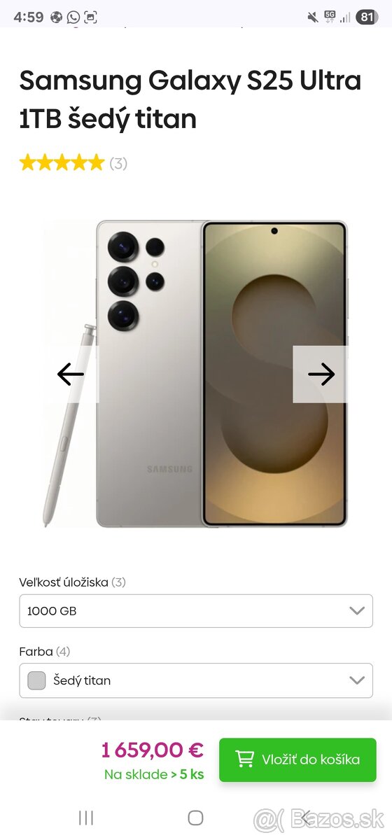 Úplne nový Samsung Galaxy S25 Ultra 1TB