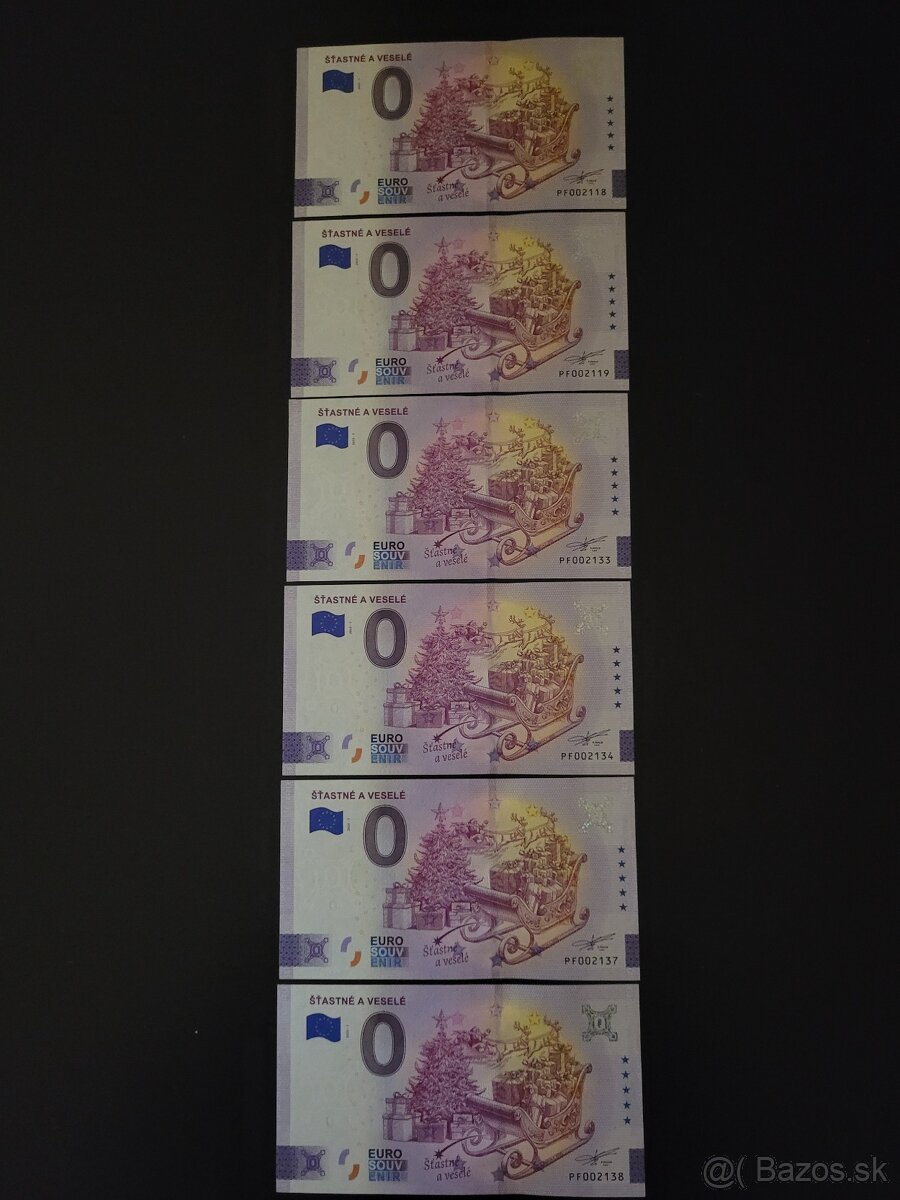 0 eurová bankovka, 0€ bankovky Šťastné a veselé 2025