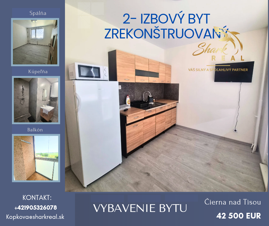 Ponúkame na predaj 2-izbový byt Čierna nad Tisou ihneď k