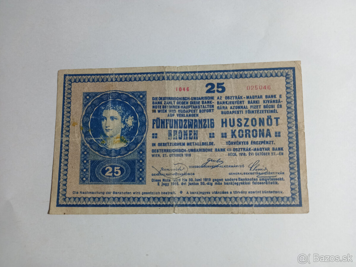 25 Korun z 1918