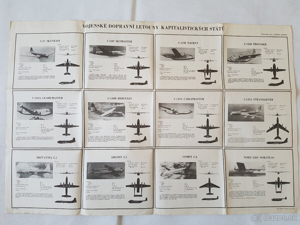 Starý plakát Vojenské dopravní letouny letectví NATO 60léta