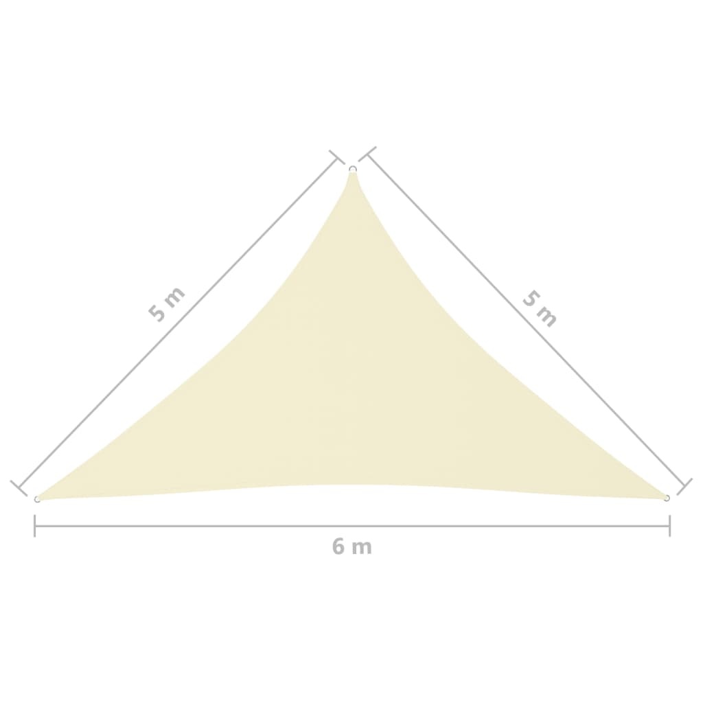 Tieniaca plachta, oxford, trojuholníková 5x5x6 m, krémová