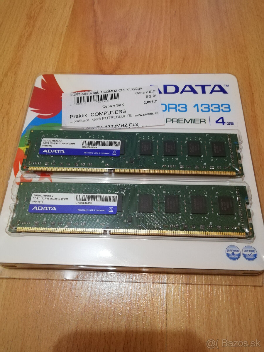 ADATA 4GB DDR3 CL9 1333MHz
