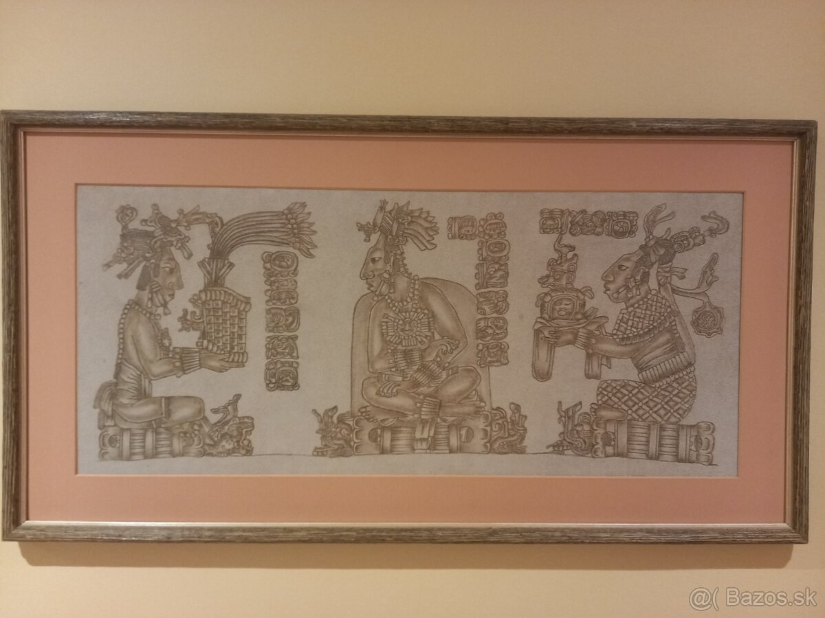 Obraz Aztecka kresba Mexico - pyrografia