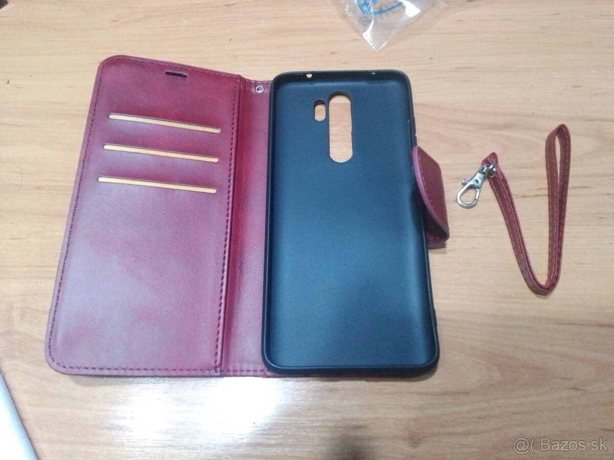 Redmi Note 8 Pro Case - flipová, magnetická, bordová/červená