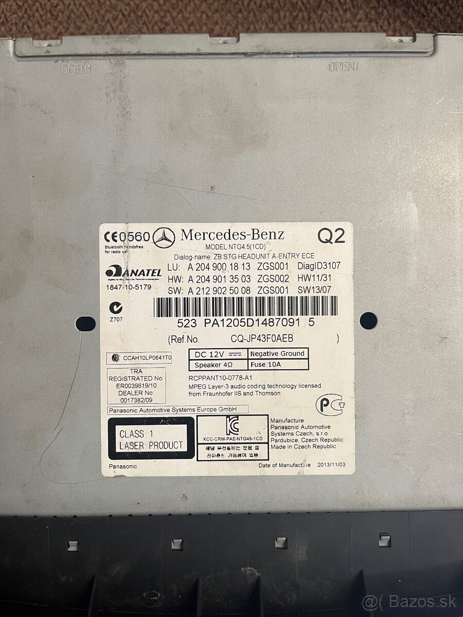Autorádio Mercedes