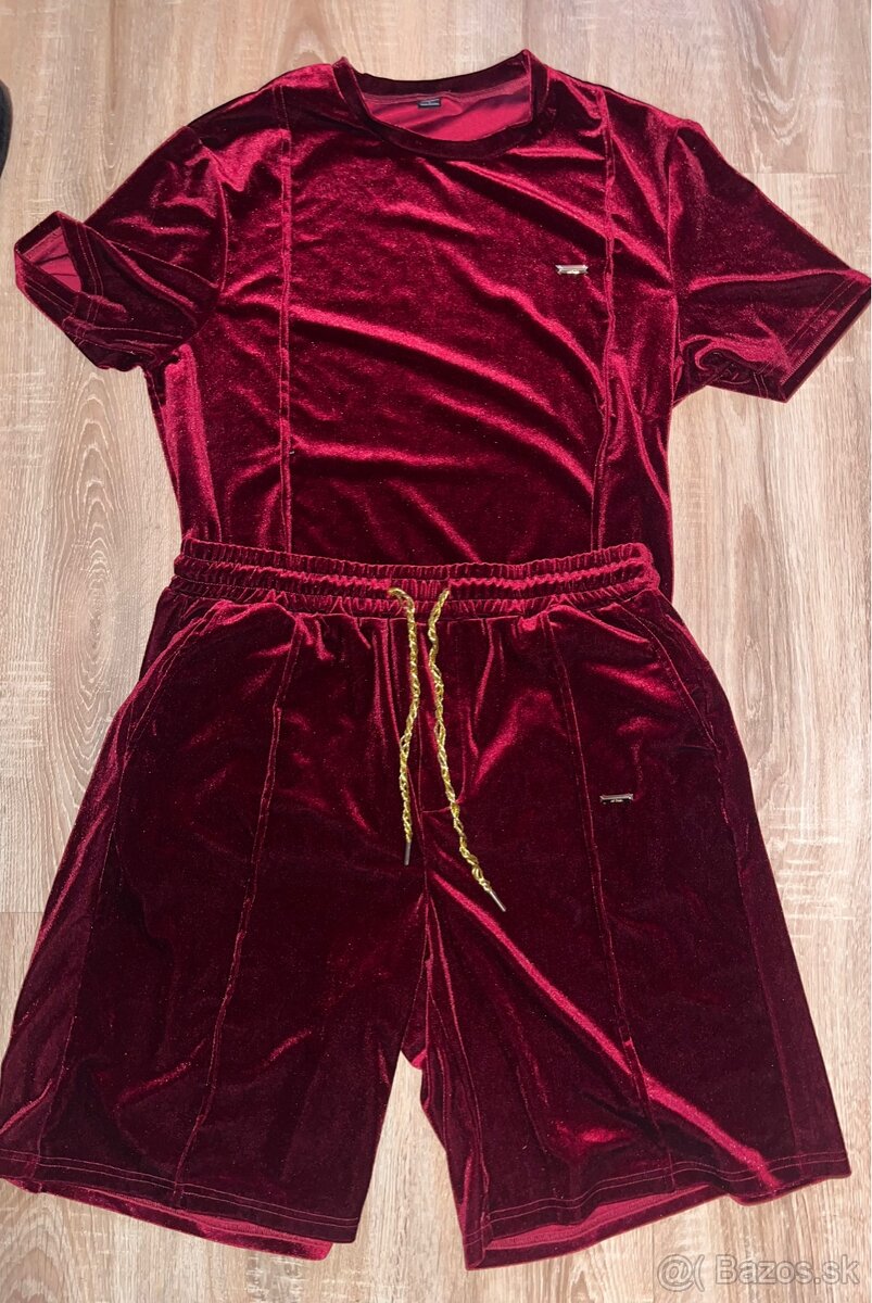 Pánska/unisex súprava (tričko + kraťasy) - vínovočervená