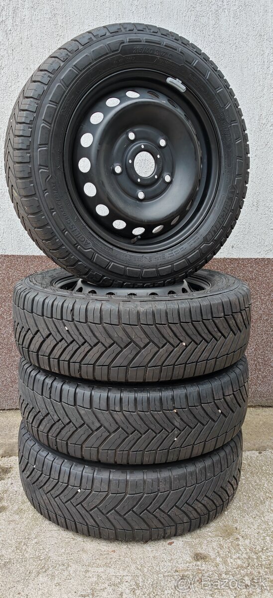 Plechové disky Ford 5x160 a celoročné Michelin 215/60 R17C