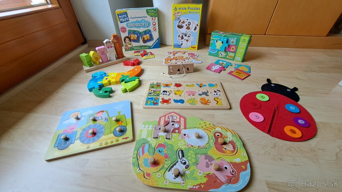Vkladacky, puzzle,farby,pexeso..hracky mix