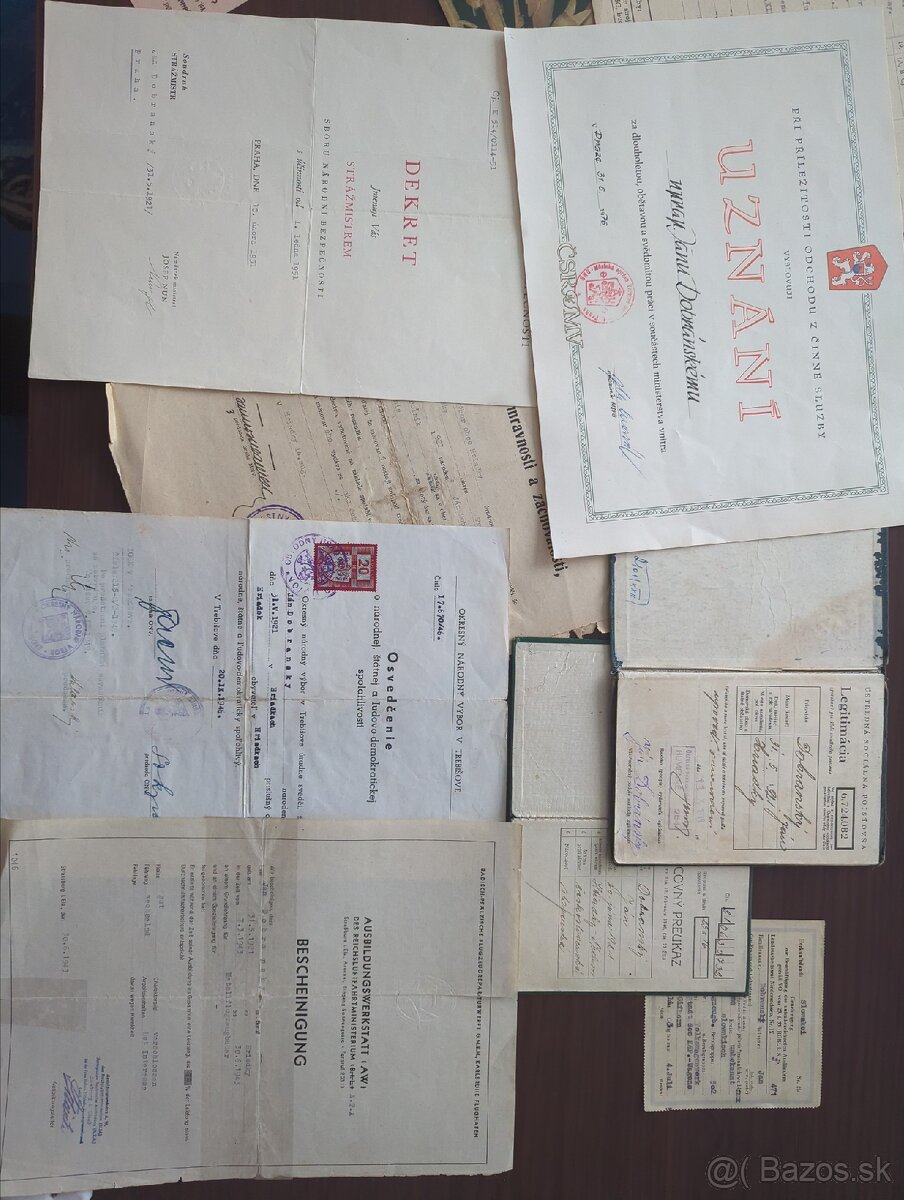 Dekrety a doklady Slovenský Štát plus ČSR