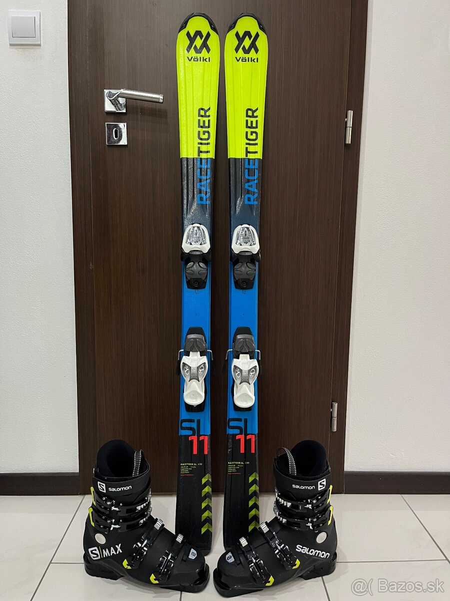 Set Juniorské lyže Völkl RaceTiger 130cm + lyziarky Salomon