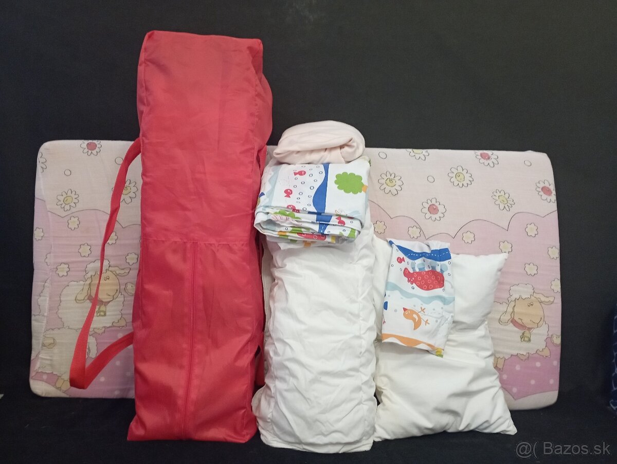 Cestovná postieľka + matrac + perinka a vankúšik