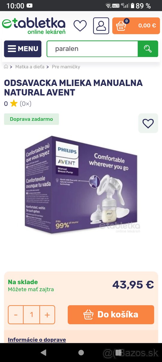 Manuálna odsávačka mlieka