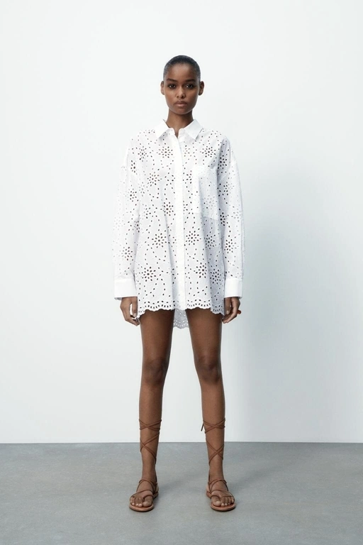 ZARA - nádherná biela madeirová košeľa PC 49,95 €