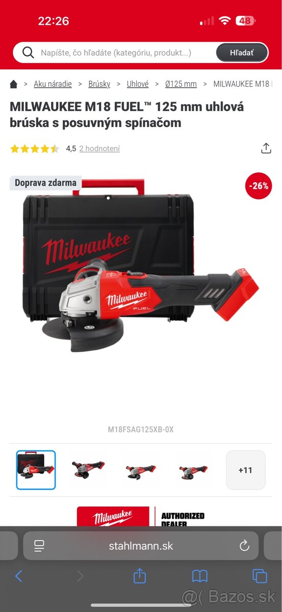 Predám uhlovu brusku Milwaukee FSAG125XB