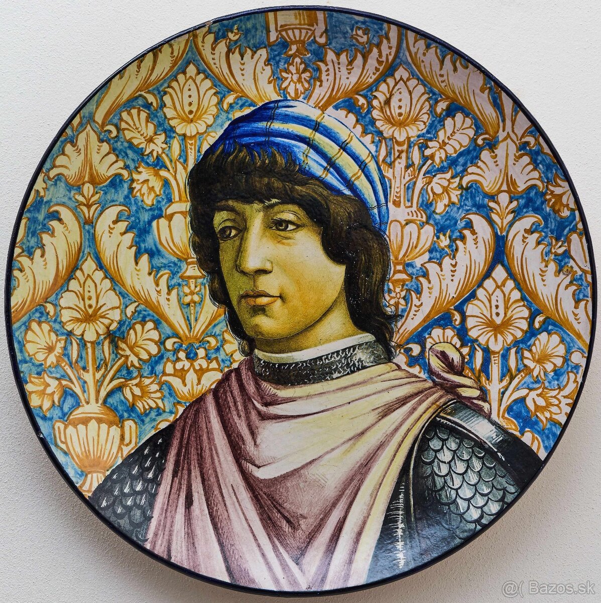 Obrí taliansky tanier s portrétom podľa Botticelliho 52 cm