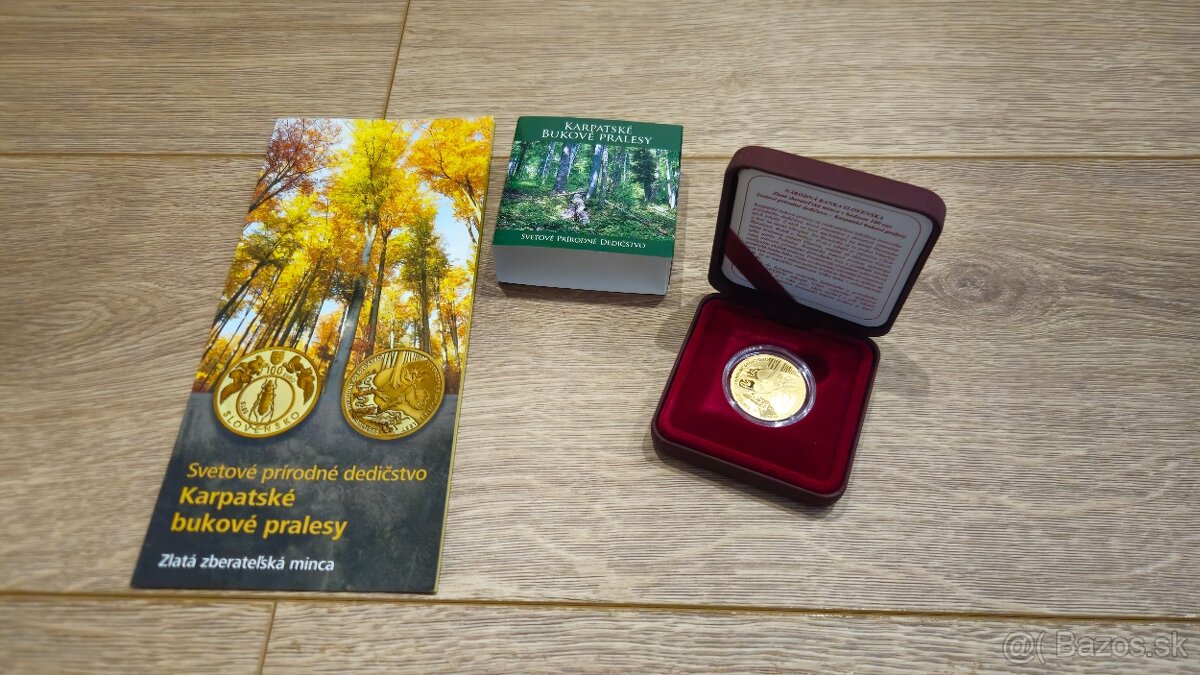 Zlatá zberateľská minca 100 € Karpatske bukove pralesy 2015