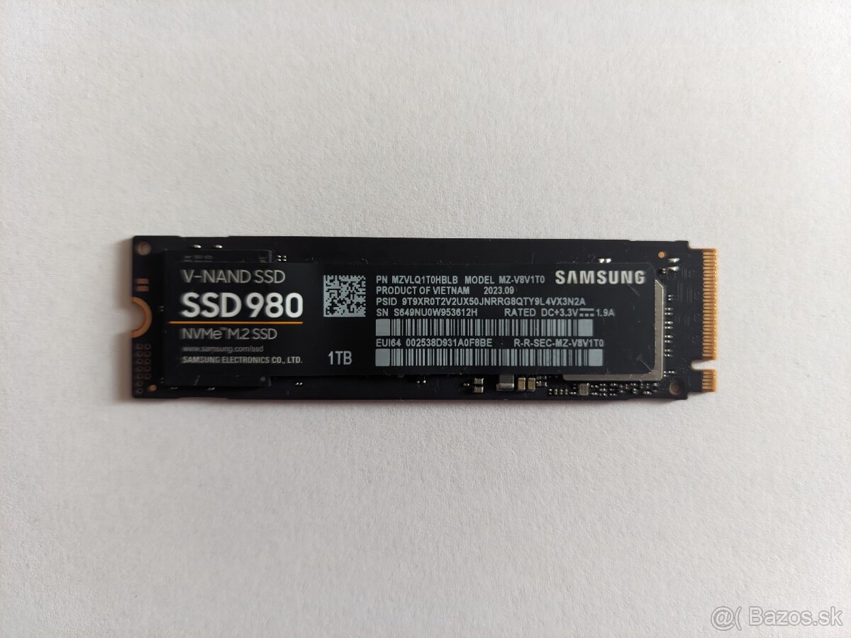Samsung 980 1TB, M.2 2280, NVMe