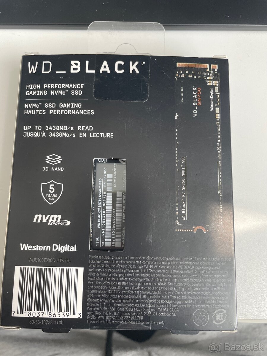 Wd black sn 750 nvme 1 tb m.2 2280