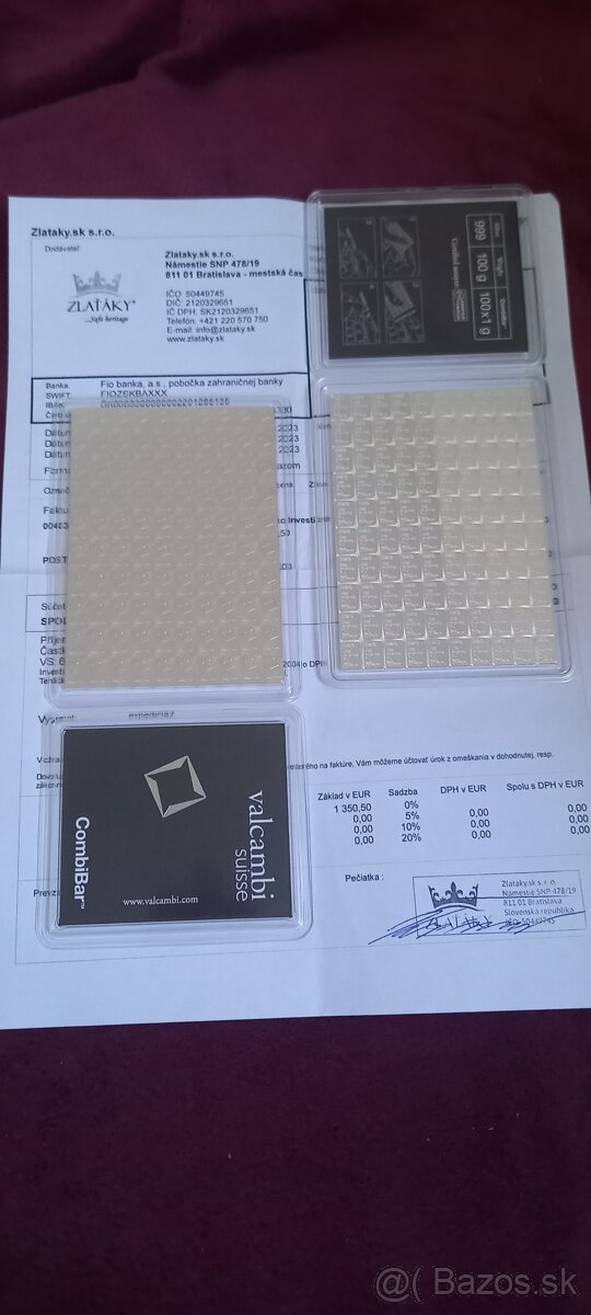 Strieborné  tehličky