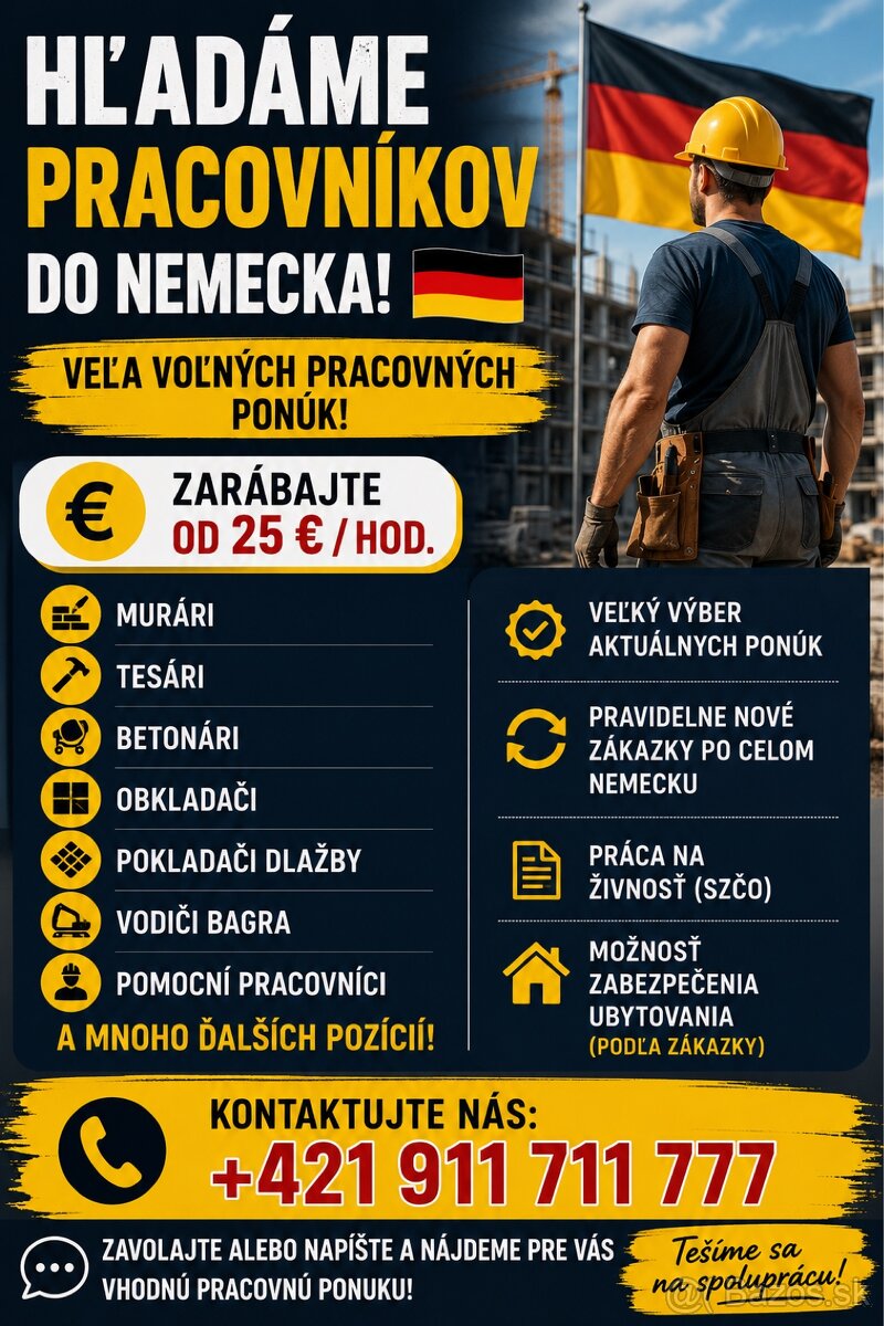 Hľadáme pracovníkov do Nemecka